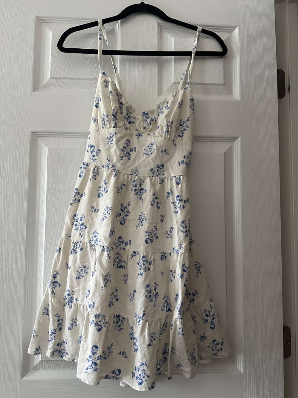 Hollister White Mini Dress with Blue Floral Print